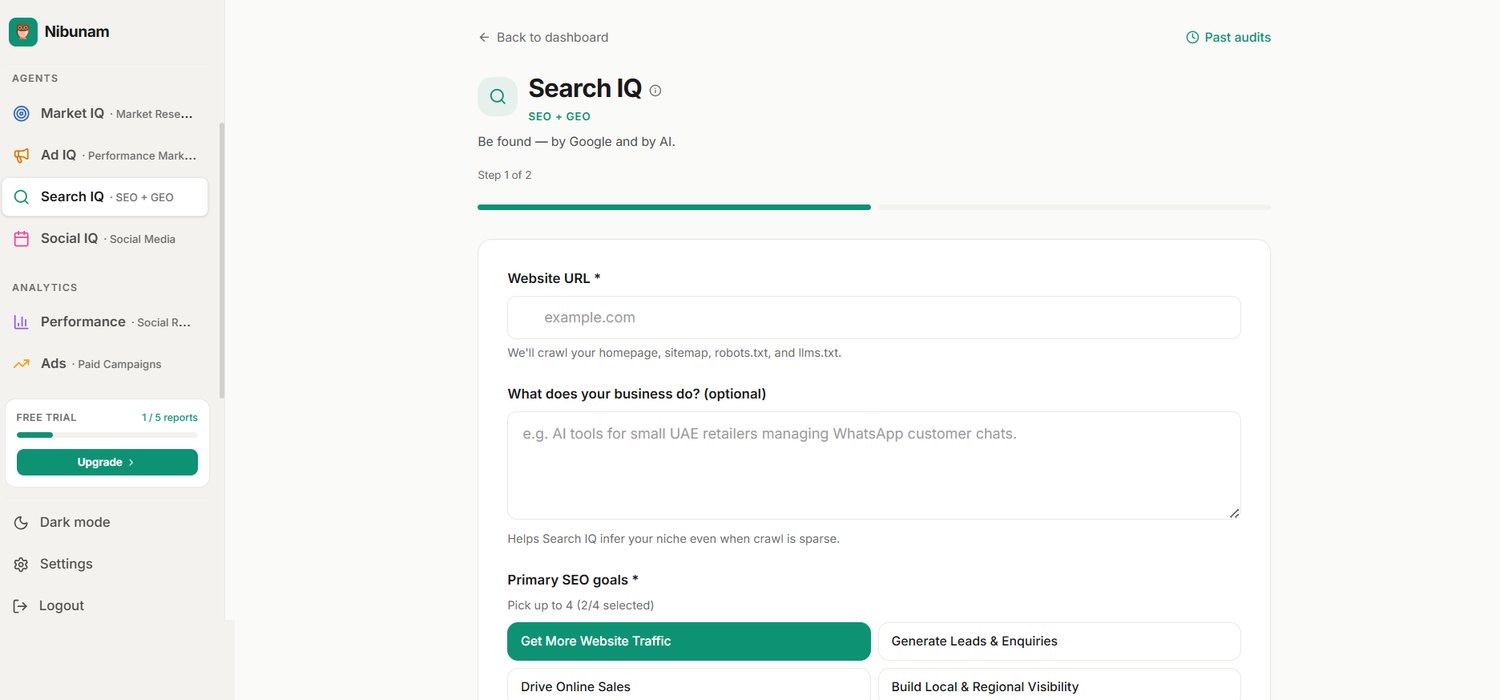 Nibunam Search IQ — SEO and GEO module